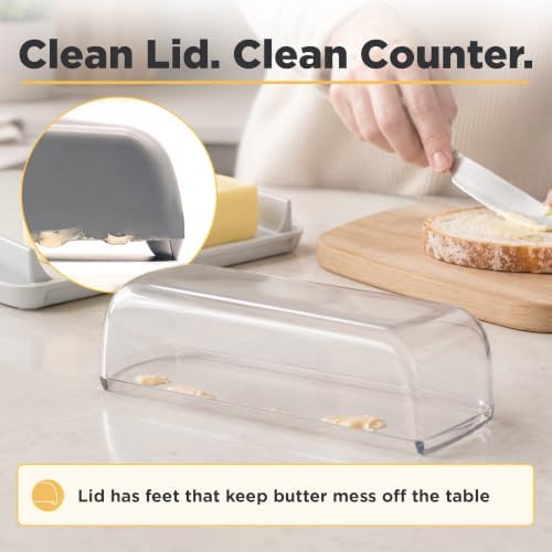 Butter Hub Clear Butter Dish with Lid for Countertop, Plastic, US