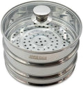Joyce Chen 10-Inch Stainless Steel Two-Tier Steamer with Glass Lid & Wok Adapter Ring, 304 Stainless Steel, Dishwasher Safe