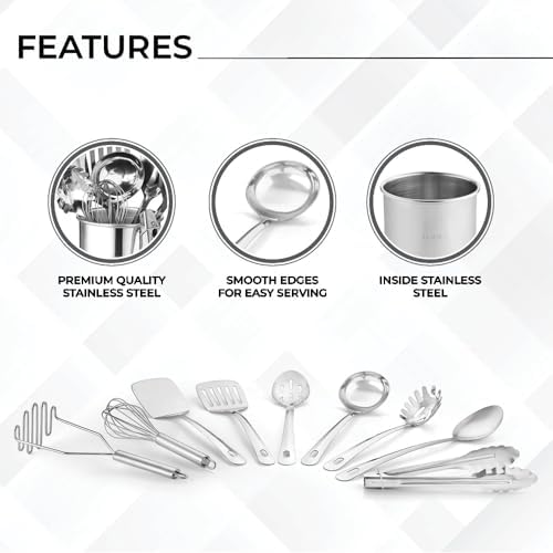 Avador Set of 10 Stainless Steel Kitchen Tools