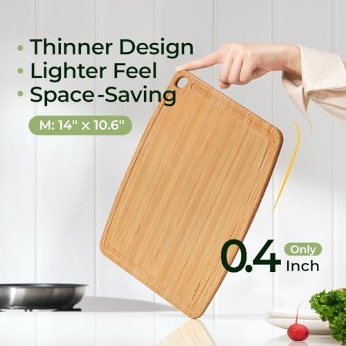 Keechee Dishwasher Safe Bamboo Cutting Board, Lightweight & Durable