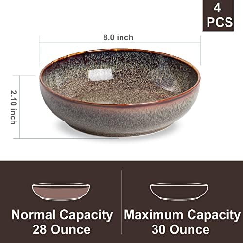 30oz Ceramic bowls set of 4-8" serving bowls for
