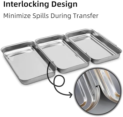 3-Piece Stainless Steel Breading Set – Interlocking Coating Trays for
