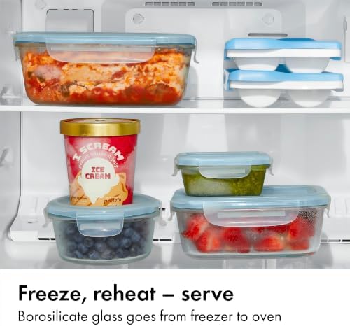 OXO Good Grips 8-Cup Glass Food Storage Container, Arctic Blue
