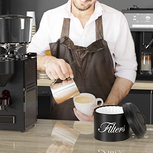 Coffee Filter Holder with Lid, Black Coffee Bar Accessories