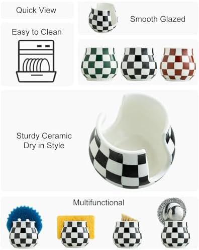 Zoeeker Ceramic Checkered Sponge Holder