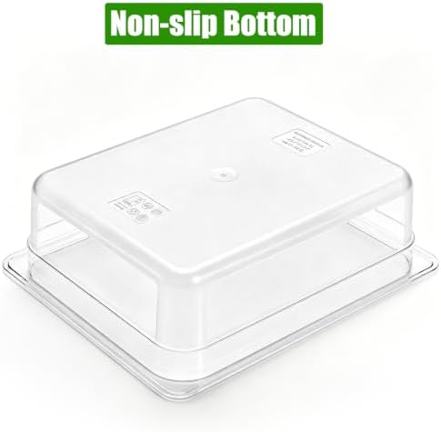 Bekith 2 Pack Plastic Food Pans with Lids, Half Size 4 Inch Deep