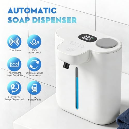 RYTOXILO Automatic Foaming Soap Dispenser, 9 Levels Soap Dispenser