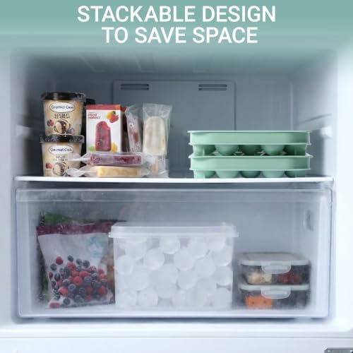 Mini Ice Cube Trays with Lid & Bin, 64 Round Ice Balls, 0.8 Inch