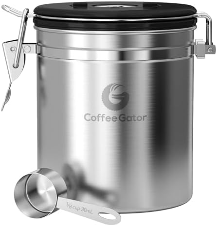 Coffee Gator Coffee Canister, 16oz, Stainless Steel