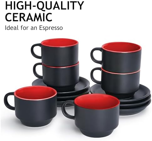 MIAMIO - Espresso Cup Set Ceramic (2.5oz) with saucers-Le Papillon