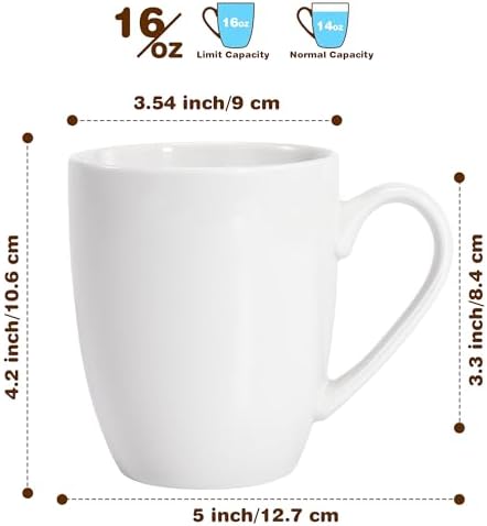 Large Ceramic Coffee Mugs Set of 4 16oz(475ml) Tea Cups Idea Gifts