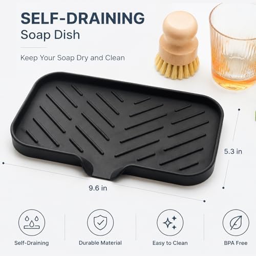 MicoYang Silicone Soap Dish, Black, Medium