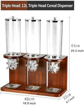 Wooden Countertop Dispenser for Candy, Cereal, Snack，Rice & Flour，Food Storage Container with Split Design，Grain & Honey Dispenser Machine for Kitchen Pantry Organization (Shabili base, 12L)