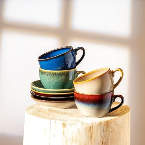 Porcelain Coffee Cup with Saucer Spoon Set, Vintage Design Ceramic