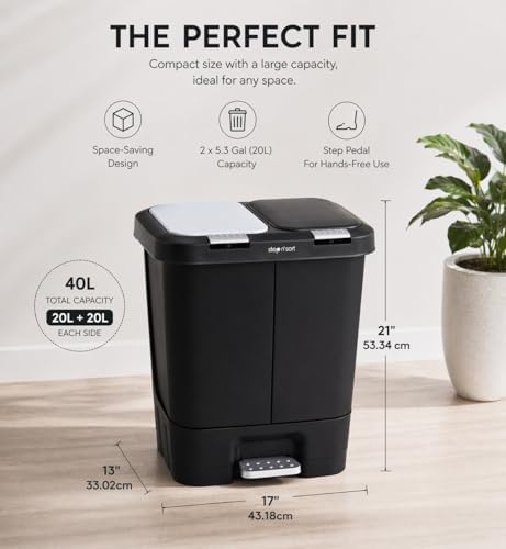 Step N' Sort 2 x 5.5 Gallon Dual Trash and Recycling Bin, Black