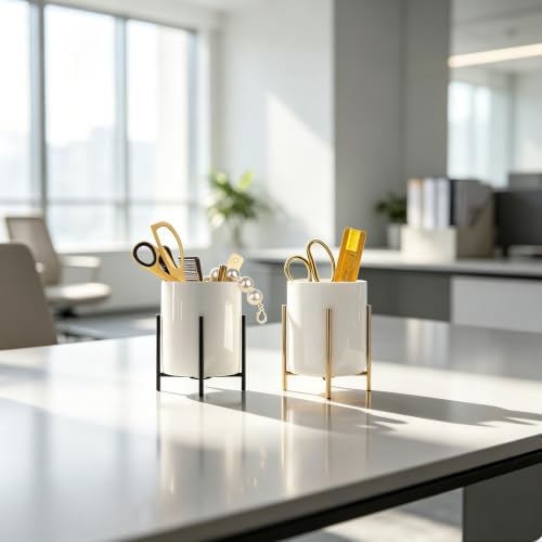 2 Set Silverware Caddy for Countertop,Sturdy Ceramic and Sturdy Metal