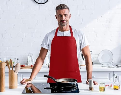 Utopia Kitchen Bib Aprons 2 Pack Adjustable With 2 Pockets 100%