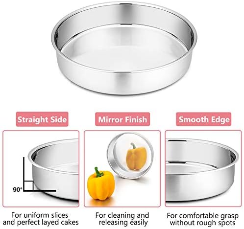 P&P CHEF Cake Pan Set of 3, 4" + 6" + 8" Round Baking Layer Cake Pan