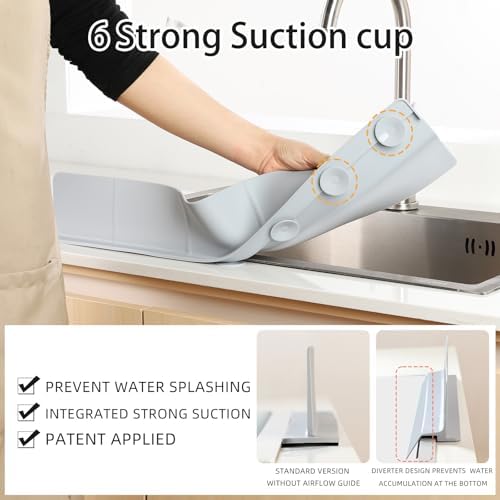 18" Upgraded High Silicone Sink Splash Guard, Grey