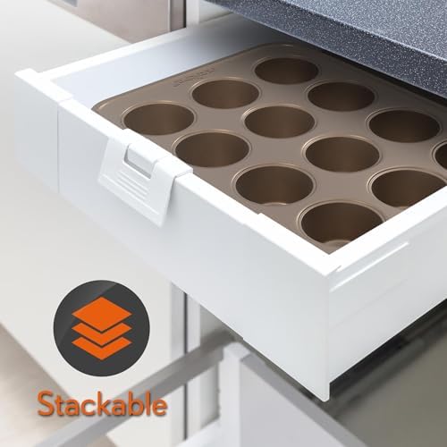 NutriChef 2-Piece Nonstick Muffin Pan Set - Carbon Steel Cupcake