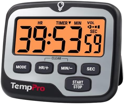 TempPro TM01 2-in-1 Kitchen Timer with 12/24H Clock