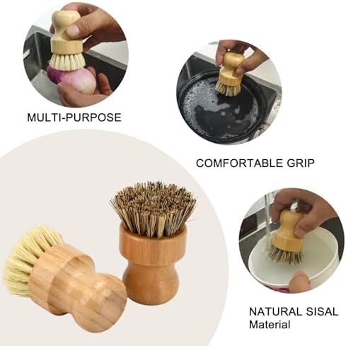 4 Piece Bamboo Dish Brush Set