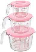 6 Pcs Glass Measuring Cups with Lids Set, 1-Cup, 2-Cup, 4-Cup