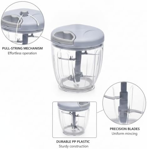 Manual Food Chopper, 30.4 fl oz Pull String Mincer for Vegetables and
