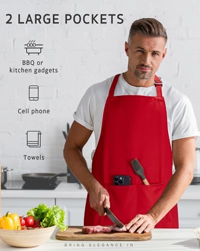 Syntus Chef Apron for Men Women with Pockets, Thick Grilling BBQ Apron
