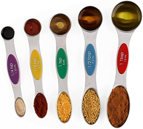 Magnetic Measuring Spoons Set Stainless Steel Dual Sided Stackable