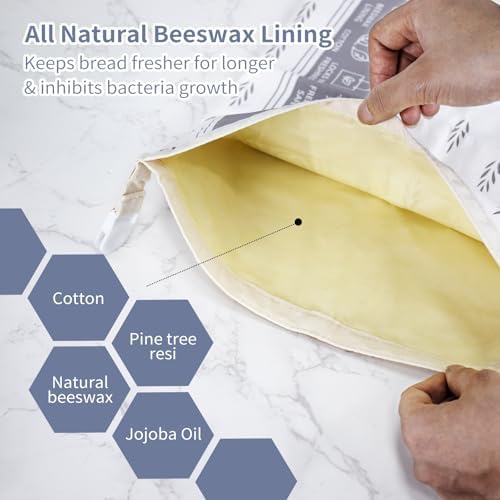 Saicefe 2 Pack Reusable Beeswax Bread Bags