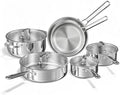 Tri-Ply Stainless Steel Cookware Set, 10pcs Pots and Pans Set Non Toxic