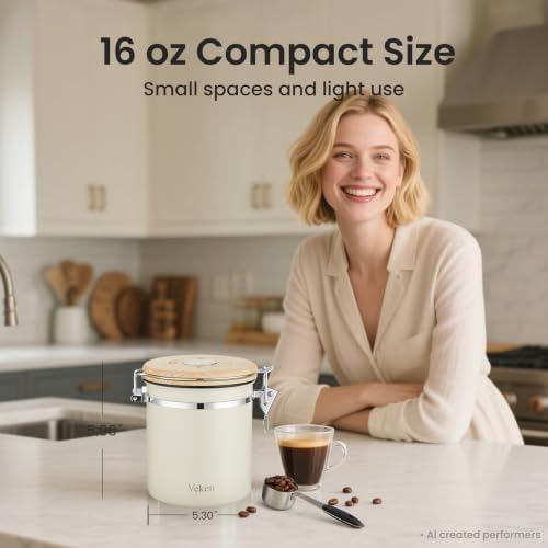 Veken Coffee Canister, Airtight Stainless Steel Food Storage