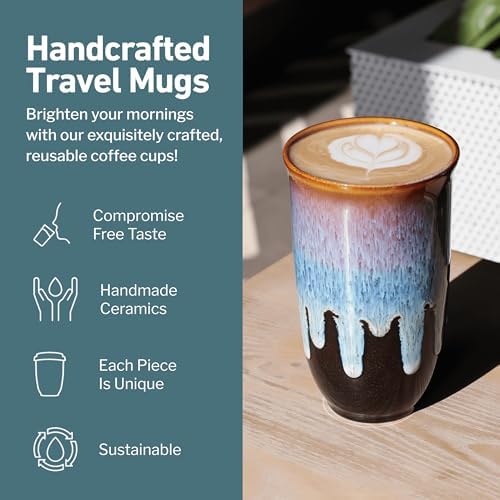 NOVA CERAMICS Coffee Tumbler – Travel Mug - On the Go Coffee Mug
