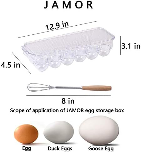 JAMOR 12-Grid Transparent Egg Storage Box