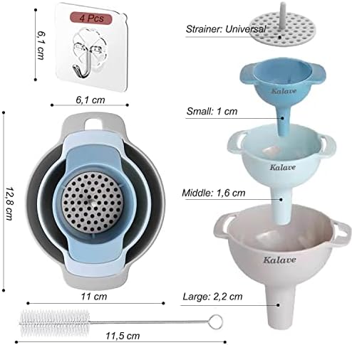 Set of 4 Funnels for Filling Bottles, BPA-Free Food Grade Kitchen