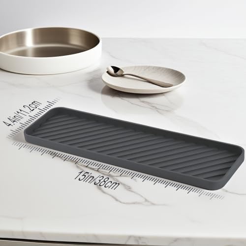 Kitchen Sink Silicone Organizer Tray, L, Dark Gray