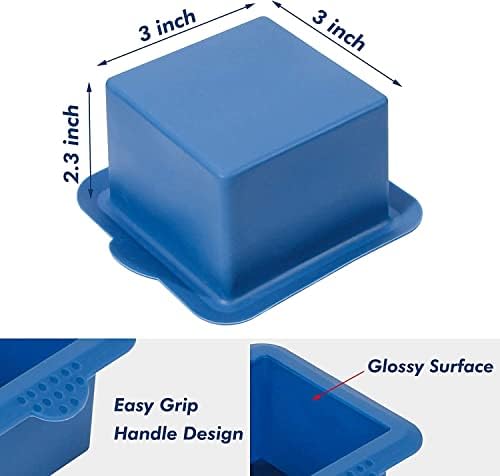 Webake Silicone Square Mold 3x3 Inch Mini Cake Pan for Individual