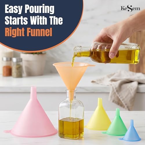 Plastic Kitchen Funnel Set of 5, Round Food Funnels for Kitchen Use