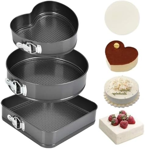 Cake Pan Set - Carbon Steel Nonstick Round Heart Square Shapes Baking