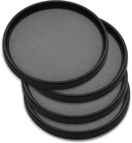 Oizeir 10 Inch Lazy Susan (Set of 4) - Non-Skid Turntable for Cabinet to Maximize Storage and Simplify Accessibility in Kitchen, Bathroom, and Pantry Spaces (Black)