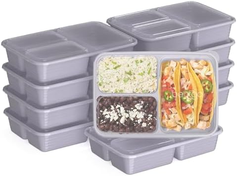 Bentgo Prep 3-Compartment Meal Prep Containers with Lids, 20 Piece Set