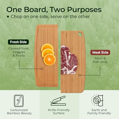 Keechee Dishwasher Safe Bamboo Cutting Board, Lightweight & Durable