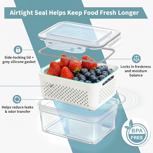 Fruit Storage Containers for Fridge 2 Pack, Fridge Organizers and