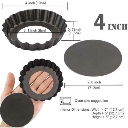 Set 6 Non- Tart Removable Bottom Bakeware Tools Pan Molds for Round 4