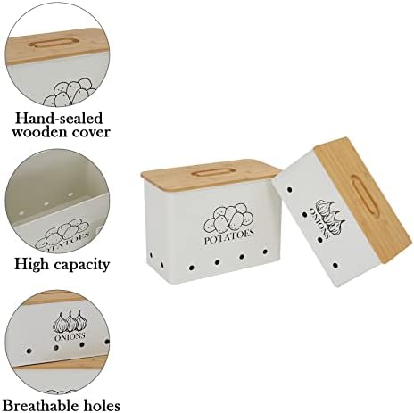 Potato and Onion Storage Bin Set of 2, Vented Metal Vegetable Storage