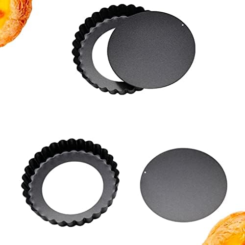 6PCS Mini Cake Mould with Removable Bottom, Black Carbon Steel Quiche
