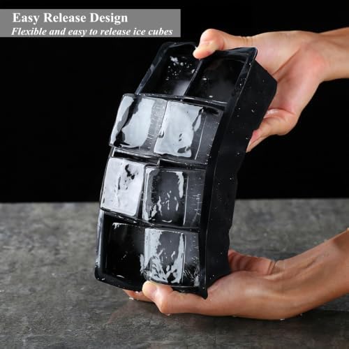 Bangp Large Ice Cube Tray for Whiskey,2 Pack,16 Slow-melting 2"Square