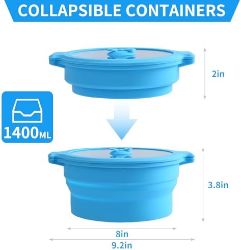 3 Set 27oz and 47oz Collapsible Silicone Microwave Vegetable Steamer