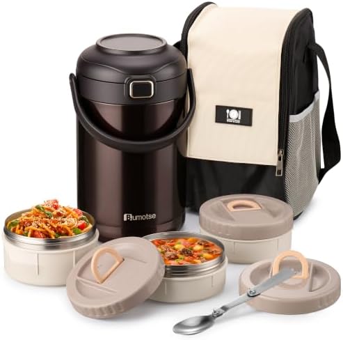 67oz Thermos for Hot Food, 3-Bowl Insulated Food Container for Work